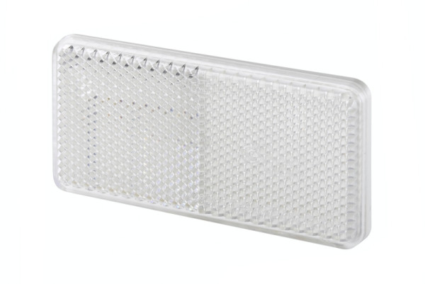 HELLA Rückstrahler, Lichtscheibenfarbe: weiß, rechteckig, geklebt/Anbau, für waagerechte Befestigung, CCC/SAE, vorne, 8RA 003 326-051