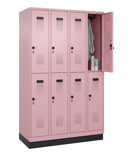 C+P Doppelstöckiger Spind Evolo PLUS, mit Sockel, 8 Fächer, 1950x1200x500mm, 301, Drehriegel, 049320-40 S10024