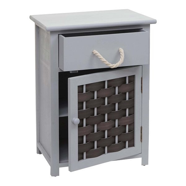 Mendler Kommode HWC-K83, Schrank Schubladenschrank, Holz 55x39,5x28,5cm, grau, Polyrattan dunkelgrau, 97638