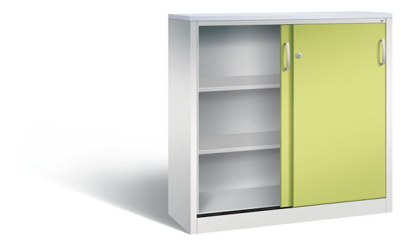 C+P Sideboard mit Schiebetüren Acurado, H1200xB1200xT400mm, Farbe: Lichtgrau / Viridingrün, Bügelgriff, 3 OH, 2047-1200 S10340