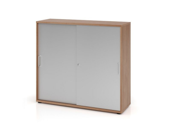 Hammerbacher Schiebetürschrank 1753S BS, 3 OH, Korpus: Nussbaum / Front: Silber, 120 x 40 x 110 cm (BxTxH), V1753S/N/S/BS
