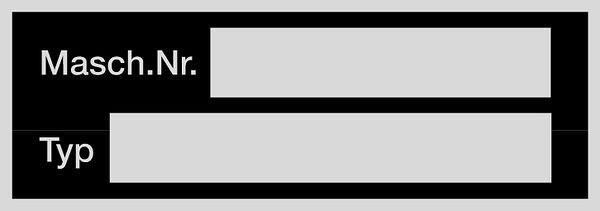 Schilder Klar Maschinenkennzeichnung Masch.Nr. und Typenschild, 74x26x0.5 mm Alu blank, VE = 1 Stück,31/51