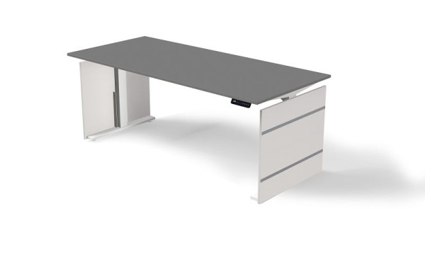 Kerkmann Steh-/Sitztisch B 1800 x T 800 mm, elektrisch höhenverstellbar von 720-1200 mm, Form 4, Farbe: Grafit, 10383712