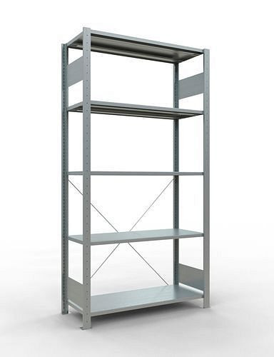 Schulte Fachbodenregal, Grundfeld, 5 Lagerebenen, Kreuzstrebe, Fachlast 150 kg, 1060 x 436 x 2000 mm, 278691
