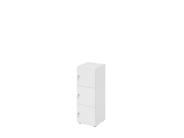 Hammerbacher Schließfachschrank schmal 3OH, 3 Türen mit Schloss, Korpus: weiß, Türen: weiß, 40 x 40 x 110 cm (BxTxH), V234L3/W/W/DS