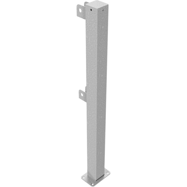 Stein HGS Schutzgeländer aus Stahl, Endpfosten, Höhe 1000 mm, 70 x 70 mm, (Bodenplatte 100x150mm), ohne Farbe, 4270p
