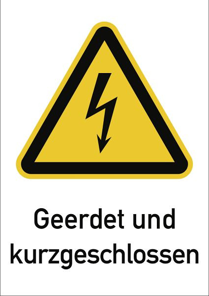 Moedel Geerdet und kurzgeschlossen, Kombischild, Kunststoff, 210x297 mm, 58324