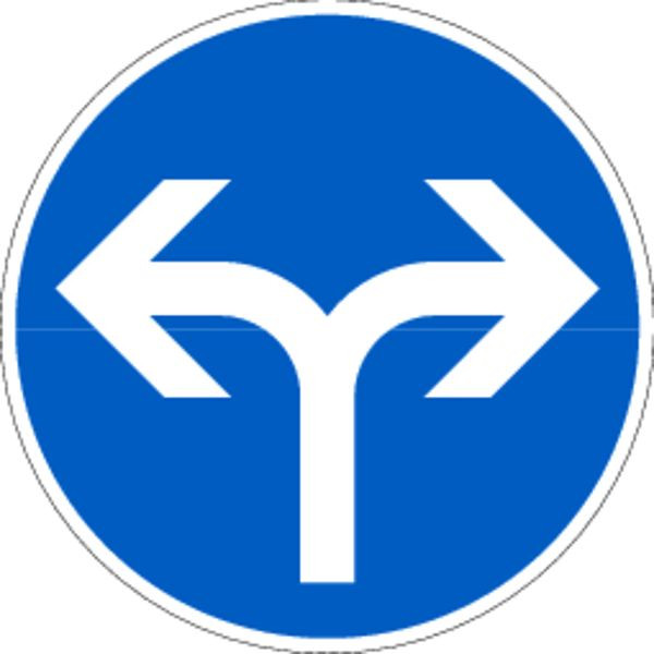 Schilder Klar Verkehrszeichen Fahrrichtung links und rechts, 420x2 mm Aluminium 2 mm, reflektierend Typ I, 2093120