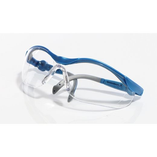 ELMAG Schutzbrille farblos blau/grau, PC2mm kratzfest&antifog, Bügel in Länge&Neigung verstellbar, 57376