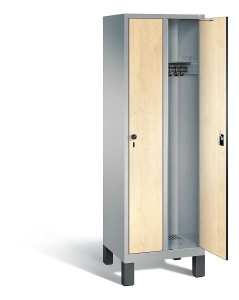 C+P Garderobenschrank Evolo, H1850xB610xT500mm, Farbe: Weißaluminium / Dekor Donau-Ahorn, 48010-20 S10460