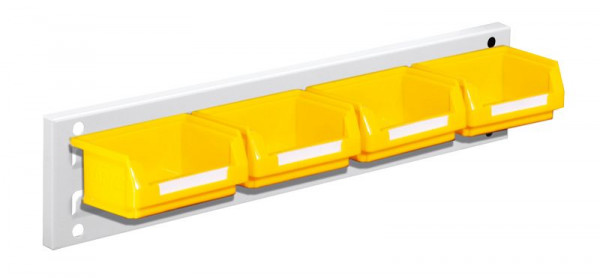 Kappes RasterPlan Wandschiene Schlitzplatte Set 1, L 460 mm x H 100 mm, RAL 7035, 4 x Lagersichtkästen Größe 8, 4202.01.5113