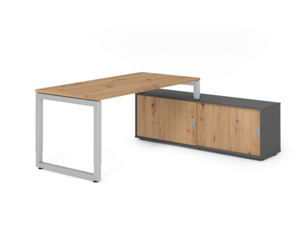 Hammerbacher Aufsatz-Schreibtisch RSE16, 160x80cm, Platte: Asteiche, 25mm dick, Rahmen Silber, höheneinstellbar, Ahorn, SB/R/S/G/R, VRSE16SB/R/S/G/R
