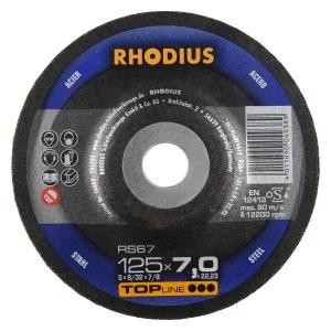 Rhodius TOPline RS67 Schruppscheibe, Durchmesser [mm]: 125, Stärke [mm]: 7, Bohrung [mm]: 22.23, VE: 25 Stück, 200141