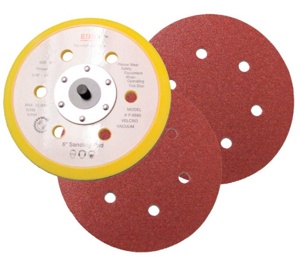 ELMAG Schleifteller Ø 150 mm, 6-fach gelocht, Klett/Velcro, 5/16' Aufnahme, 42967