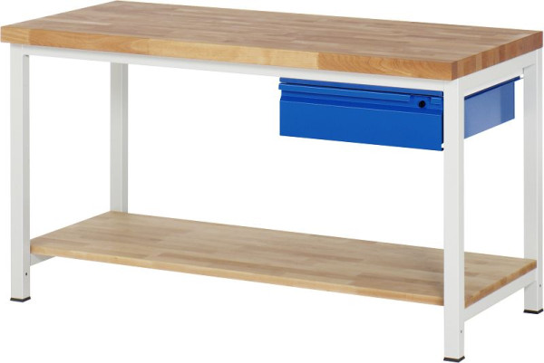 RAU Werkbank 8001I7, B1500xT700xH840-1040mm, Ablageboden Buche, 1xSchublade-TA, 03-8001I7-157R4H.11