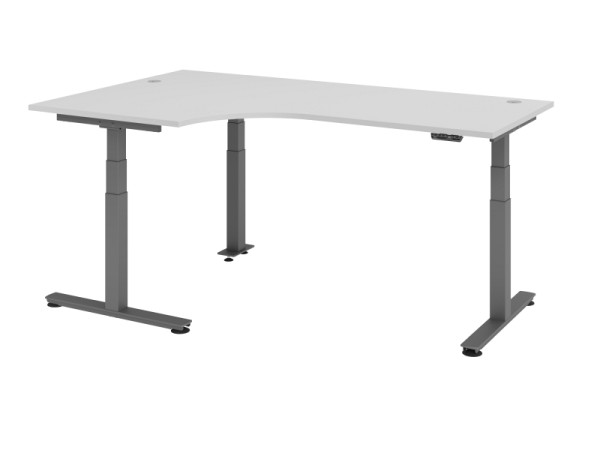 Hammerbacher Sitz-Steh-Winkeltisch elektrisch 200x120cm 90° Grau, VXDSM82/5/G