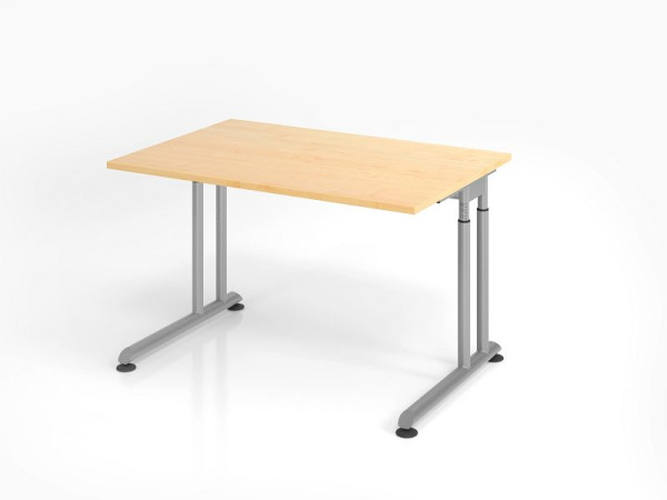 Hammerbacher Schreibtisch ZS12, 120 x 80 cm, Platte: Ahorn, 25 mm dick, ABS-Dickkante, Rechteckform, Silber, VZS12/3/S