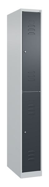 C+P Doppelstöckiger Spind Classic PLUS, 1850x250x500mm, 7035/7016, Zylinderschlösser, 080300-19 S10021
