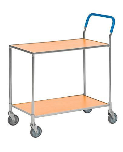 Kongamek Transportwagen KM, verzinkt, 2 Böden beschichtet Buche, 150 Kg, 850x435 mm, 4 Lenkrollen PU, Bremse, 255333
