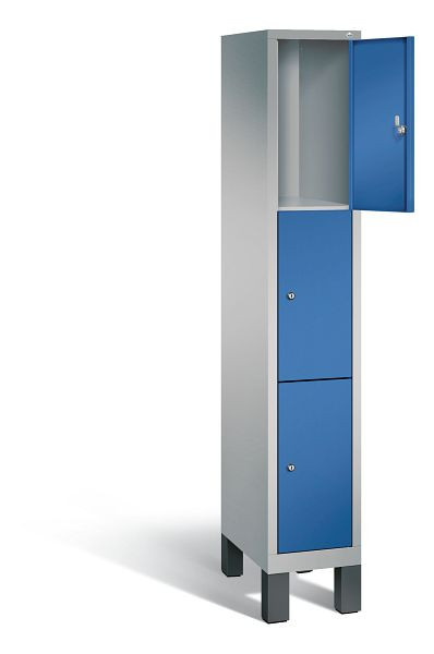 C+P Schließfachschrank Evolo, H1850xB320xT500mm, Farbe: Weißaluminium / Enzianblau, 48010-103 S10106