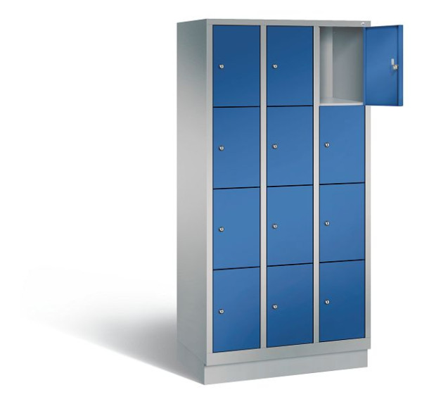 C+P Schließfachschrank Evolo, H1800xB900xT500mm, Farbe: Weißaluminium / Enzianblau, 48020-304 S10186