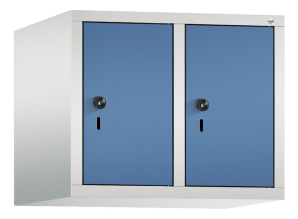 C+P Aufsatz-Garderobenschrank Evolo, 2 Abteile, H500xB610xT500 mm, Lichtgrau/Fernblau, 48090-20 S10045