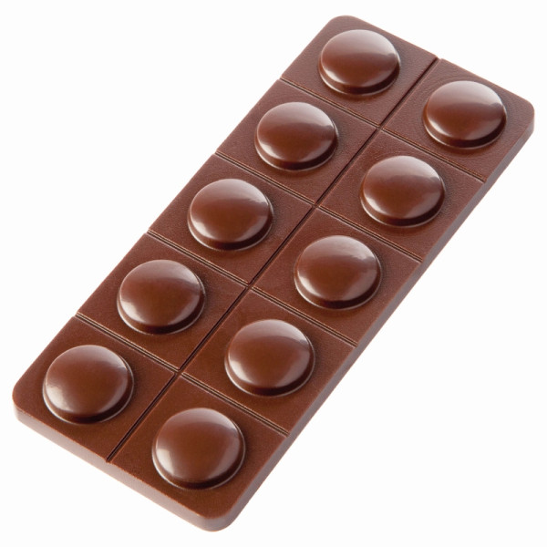 Schneider Schokoladen Form - Pillenstreifen, 275 x 135 x 24 mm / 105 x 45 x 7,5 mm, 26 gr, 1 x 5 Stück, 421796