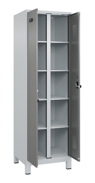 C+P Wäsche-Spind Evolo PLUS, mit Füßen, 2 Abteile, 1950x600x500mm, 7035/0004, Verschluss Drehriegel, 049012-20B S10014