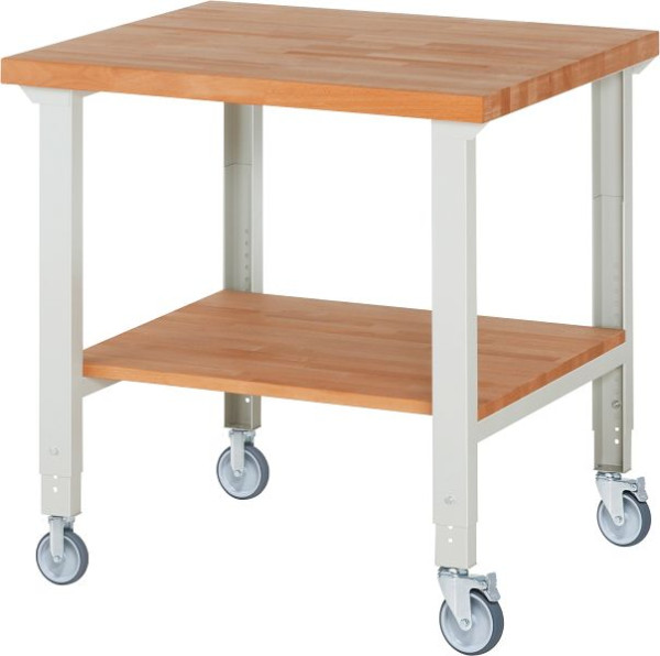 RAU Fahrbare Werkbank (höhenverstellbar) 7000-7, 1000x900x950-1000mm, je 2 Bockrollen und Lenkrollen, 05-7000-7-109B4H22.12