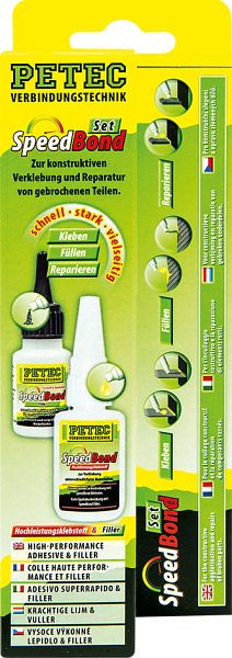 Petec Speedbond-Set, Inhalt Hochleistungsklebstoff + Filler, Sb-Karte, VE: 10 Stück, 93550