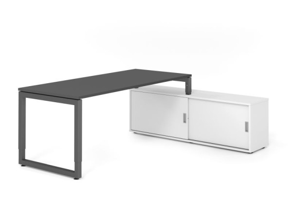 Hammerbacher Aufsatz-Schreibtisch RSE19, 180x80cm, Platte: Graphit, 25mm dick, Rahmen Graphit, höheneinstellbar, Ahorn, SB/G/G/W/W, VRSE19SB/G/G/W/W