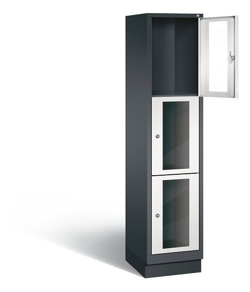 C+P Schließfachschrank Classic, H1800xB420xT500mm, Farbe: Schwarzgrau / Lichtgrau, 8020A123 S10013