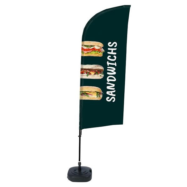 Showdown Displays Beachflag Alu Wind Komplett-Set Sandwiches Französisch, BFAW310-WT21-I496