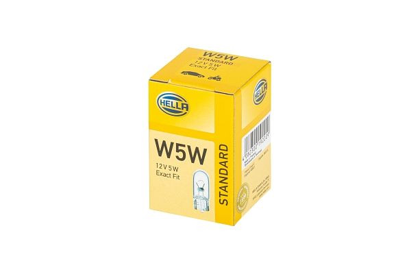 HELLA Halogen-Glühlampe, W5W, Standard, 12V, 5W, Sockelausführung Glühlampe: W2.1x9.5, Schachtel, 8GP 003 594-121