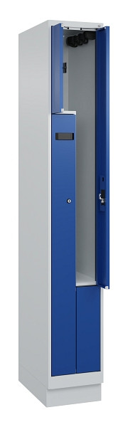 C+P Z-Spind Evolo PLUS, Sockel, 2 Fächer, 1950x300x500mm, 7035/5010, Zylinderschloss, 049023-102 S10034