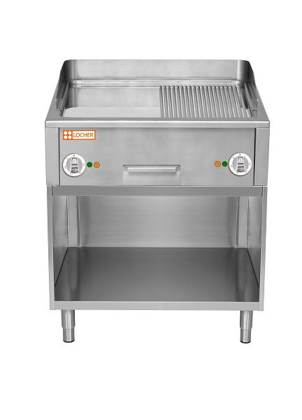 Locher Burger-Bratplatte Breite: 1000 mm hartverchromt, gerillt, 1/3 gerillt, Unterbau, 211493