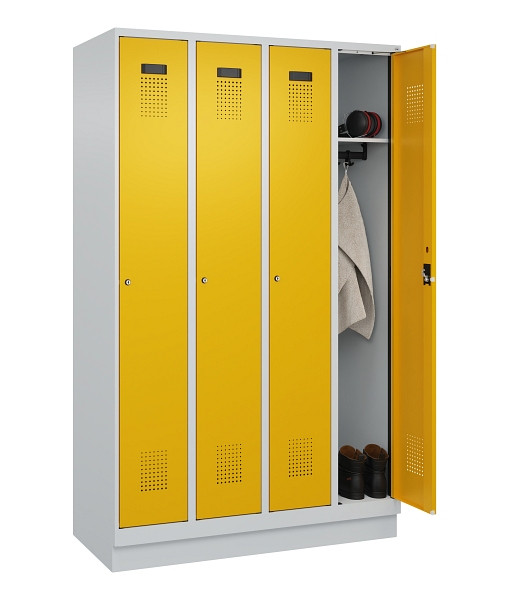 C+P Spind Evolo PLUS, mit Sockel, 4 Abteile, 1950x1200x500mm, 7035/1004, Verschluss Zylinderschloss, Ablageböden 4, 049020-40 S10027