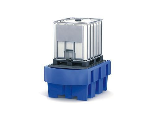 DENIOS Auffangwanne classic-line aus PE für 1 IBC, Abfüllbereich und verzinkt Gitterrost, 267605