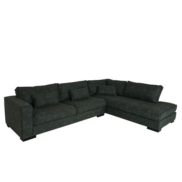 Mendler Ecksofa HWC-J58, Couch Sofa mit Ottomane rechts, Made in EU, wasserabweisend, Kunstleder grau, 81872+81873