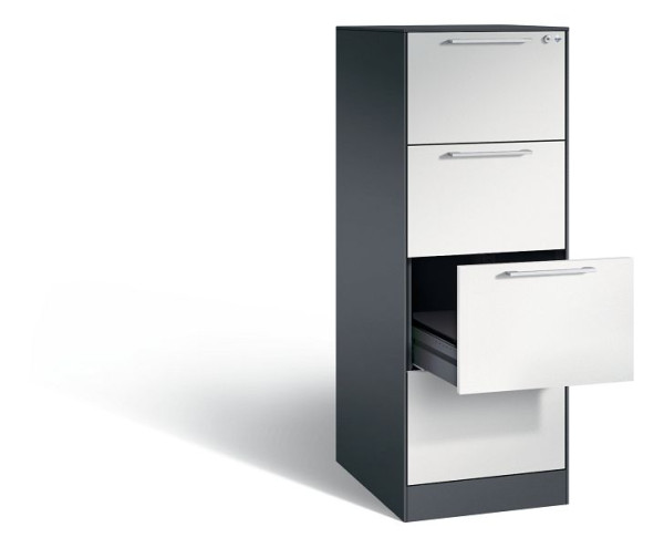 C+P Karteischrank Asisto, H1310xB440xT600mm, Farbe: Schwarzgrau / Lichtgrau, Bügelgriff, 146225-421 S10036