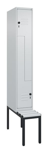 C+P Z-Spind Classic PLUS, mit untergebauter Sitzbank, 2 Abteile, 2120x300x815mm, 7035/7035, Drehriegel, 0800537-102 S10039