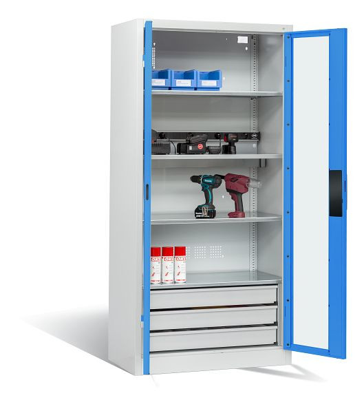 C+P Akkuladeschrank, H1950xB930xT500 mm, Lichtgrau/Lichtblau, 8921-055E1 S10012