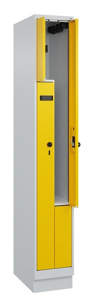 C+P Z-Spind Evolo PLUS, Sockel, 2 Fächer, 1950x300x500mm, 7035/1023, Drehriegel, 049023-102 S10003