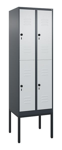 C+P Doppelstöckiger Spind Classic PLUS, Gestell, 2 Abteile, 2120x600x500mm, 7016/7035, Drehriegel, 0803307-20 S10013