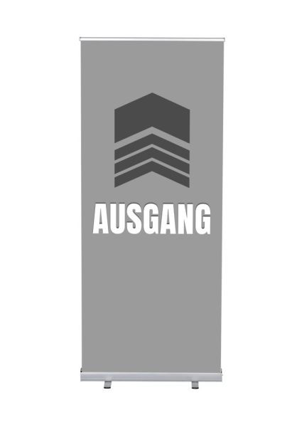 Showdown Displays Roll-Banner Budget 85 Komplettset Ausgang Grau Deutsch, RBB085LSFI376