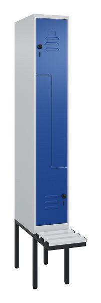 C+P Z-Spind Classic PLUS, Bank, 2 Abteile, 2120x300x815mm, 7035/5010, Drehriegel, 0800437-102 S10033