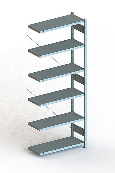 Meta S3 Steckregal CLIP 100 AR 2500x1000x400 mm, RAL 7035, Bodenanzahl: 6, 20088809