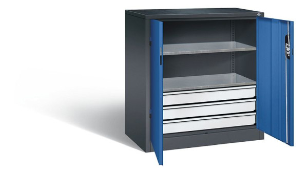 C+P Werkzeugschrank Acurado, H1000xB930xT500mm, Farbe: Schwarzgrau / Enzianblau, Muldengriff, 8821-5035 S10099