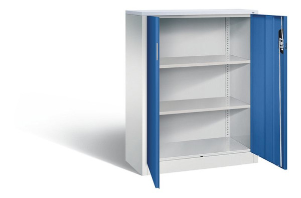 C+P Büroschrank Acurado, H1200xB930xT400mm, Farbe: Lichtgrau / Enzianblau, Muldengriff, 3 OH, 9267-1200 S10303