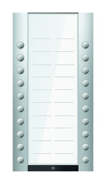 TCS Türkontrollsystem PET PRO Audio Klingeltastenerweiterung lang Infofeld 20T 2 Spalten AP EN silber, AEA530220-0010